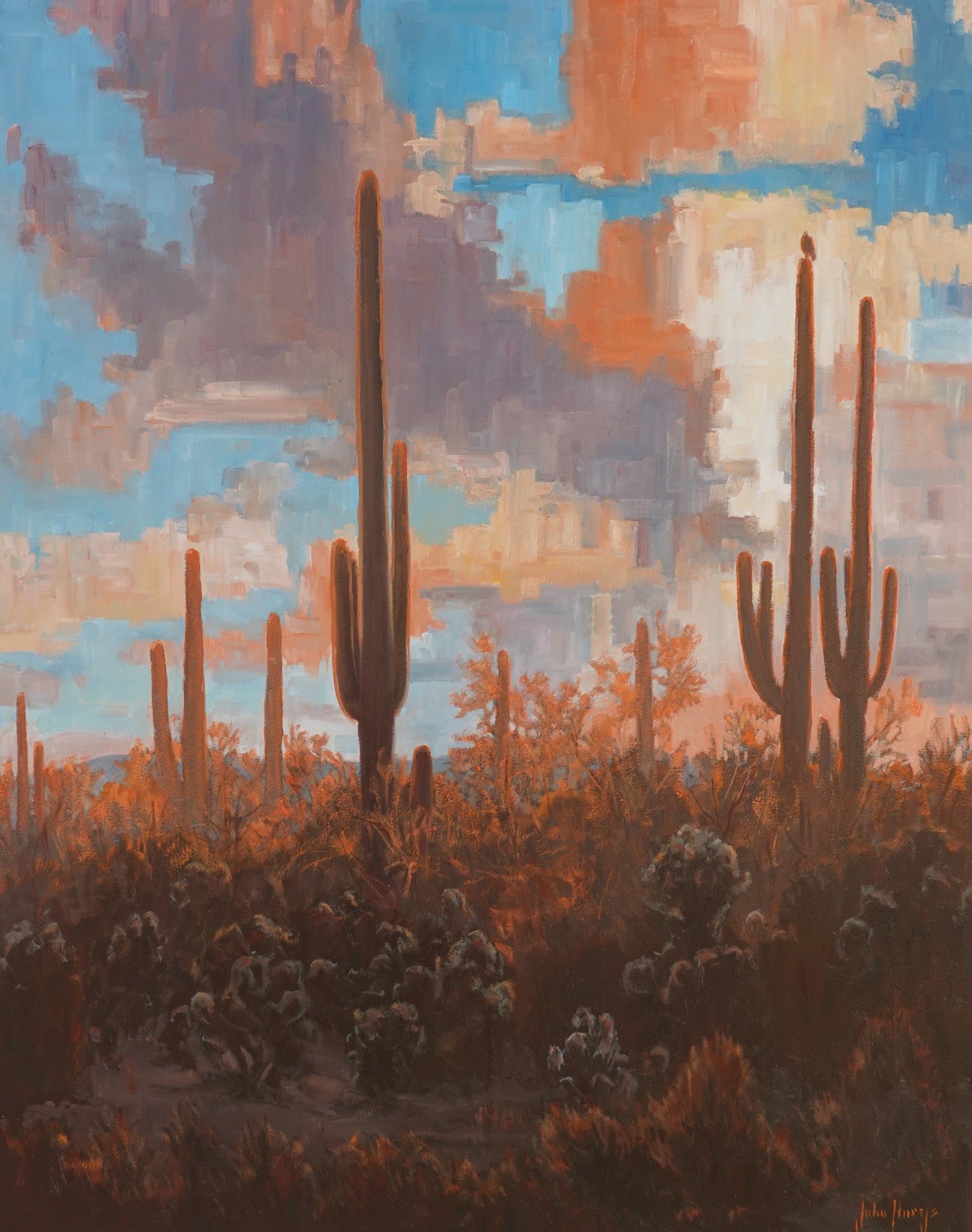 Click here to view Desertscape--Saguaros at Dusk by John Horejs