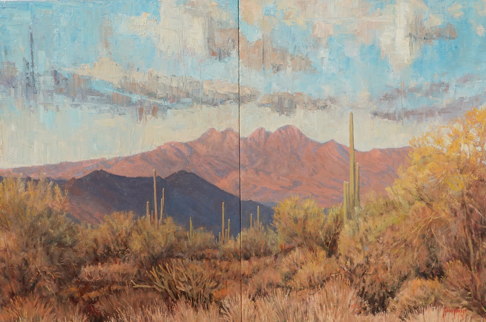 Click here to view Desertscape--Four Peaks Morning by John Horejs
