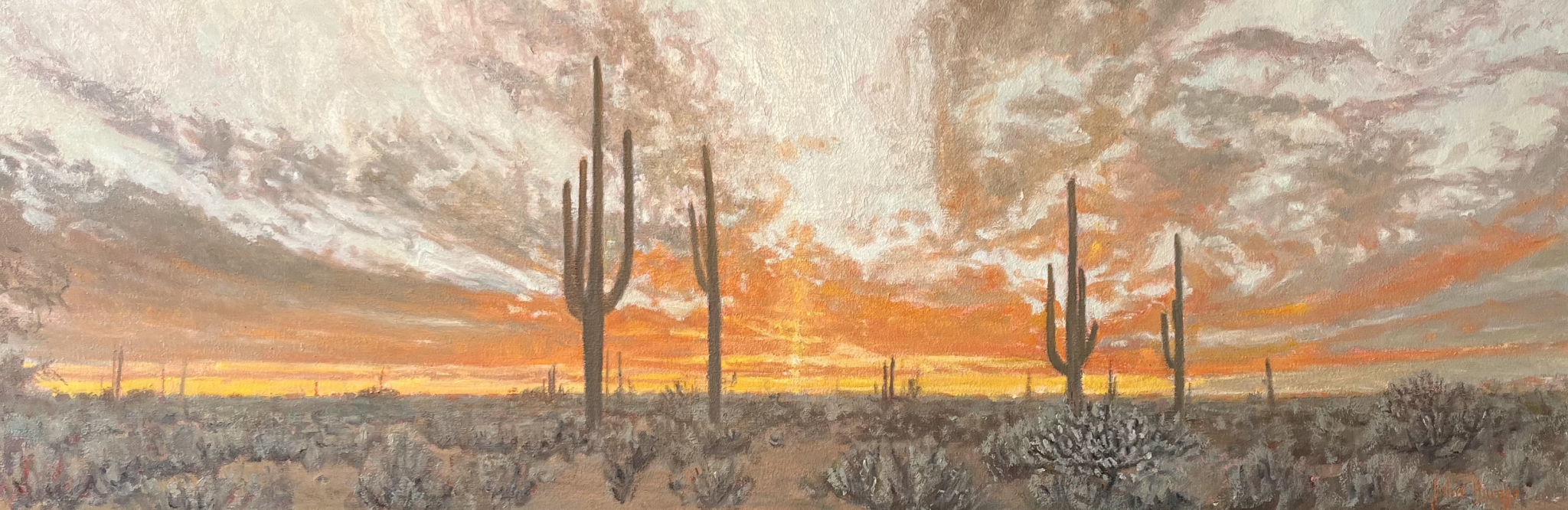 Click here to view Desertscape--Saguaros in the Sunset by John Horejs