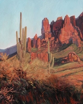 Click here to view Desertscape--Evening Light at Lost Dutchman Park  by John Horejs