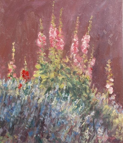 Click here to view Floral--August Hollyhocks by John Horejs